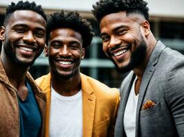 photo of group happy black strong man, generative AI