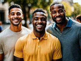 photo of group happy black strong man, generative AI