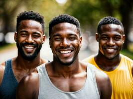 photo of group happy black strong man, generative AI