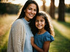 foto de contento familia madre y hija, generativo ai