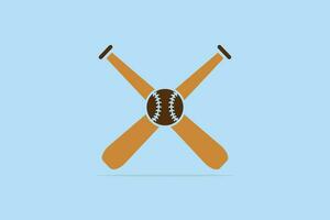 Baseballs with Sticks in cross sign vector logo design. Sport object icon concept. Baseball sport logo icon.