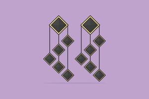 Square box shape women earrings jewelry vector illustration. Beauty fashion objects icon concept. Women stylish jewelry earrings vector design.