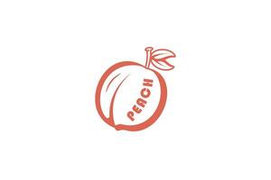 melocotón Fruta con hoja logo diseño. Fruta icono diseño concepto. Fruta sano orgánico comida dulce y naturaleza tema logo diseño. vector