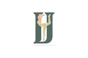 Sports yoga women in letter V vector design. Alphabet letter icon concept. Sports young women doing yoga exercises with letter V logo design.