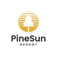 Simple logo combination of pine and sun vector