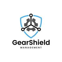 Gear and shield combination logo. vector