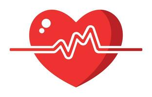 heartbeat red heart icon, medical and health concept. simple and modern design, vector for app and web.