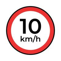 vector tráfico o la carretera firmar velocidad límite 10, sencillo diseño en blanco antecedentes.