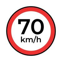 vector tráfico o la carretera firmar velocidad límite 70, sencillo diseño en blanco antecedentes.