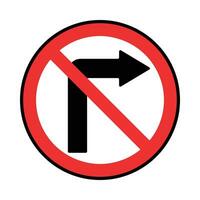 vector traffic sign prohibited right turn, road sign. red color design on white background