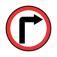 vector traffic sign turn right, road sign. red design on a white background