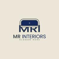 MR sofa letter logo, simple and modern. Suitable for interior industry. vector