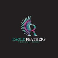 Eagle feather R letter logo vector, suitable for any industry. vector