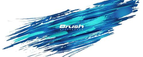 Abstract Blue Brush Background with Halftone Effect. Sport Background. Brush Stroke Illustration for Banner or Poster. Scratch and Texture Elements For Design vector