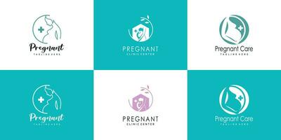 pregnant logo design collection with modern unique style concept  premium vector