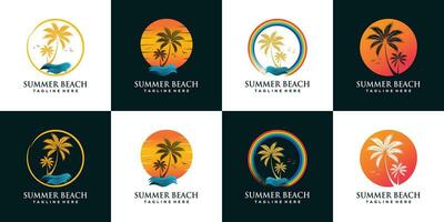 palm logo design collection with creative unique concept premium vector