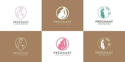 embarazada logo diseño colección con moderno único estilo concepto prima vector