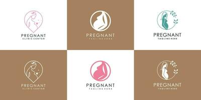 pregnant logo design collection with modern unique style concept  premium vector