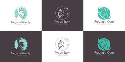 pregnant logo design collection with modern unique style concept  premium vector