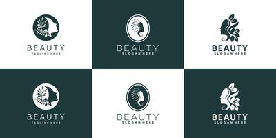 Nature beauty logo design collection with unique style Premium Vector