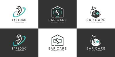 Ear logo design collection with creative concept premium vector