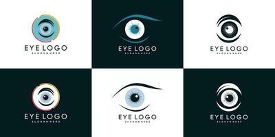 icono del logotipo de cuidado de los ojos con vector premium de concepto creativo y moderno