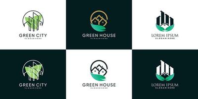 green city logo design collection with modern style premium vector