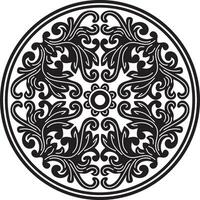 Vector black monochrome round ancient Byzantine ornament. Classical circle of the Eastern Roman Empire, Greece. Pattern motifs of Constantinople