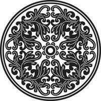 Vector black monochrome round ancient Byzantine ornament. Classical circle of the Eastern Roman Empire, Greece. Pattern motifs of Constantinople