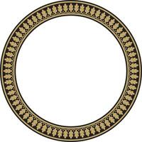 Vector round gold and black Indian national ornament. Ethnic plant circle, border. Frame, flower ring. Poppies and leaves