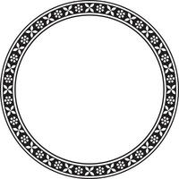 Vector round monochrome black Indian national ornament. Ethnic plant circle, border. Frame, flower ring. Poppies and leaves