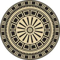 Vector golden and black round Egyptian ornament. Endless Circle, Ring of Ancient Egypt. Geometric African frame