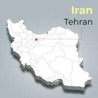 Iran 3d map with borders of regions vector