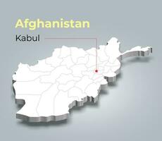 Afganistán 3d mapa con fronteras de regiones vector