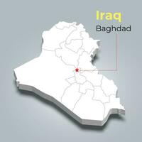 Iraq 3d map with borders of regions vector