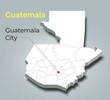 Guatemala 3d mapa con fronteras de regiones vector