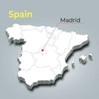 España 3d mapa con fronteras de regiones vector