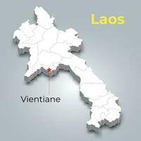 Laos 3d mapa con fronteras de regiones vector