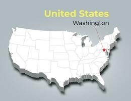United states 3d map with borders of regions vector