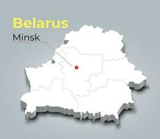bielorrusia 3d mapa con fronteras de regiones vector