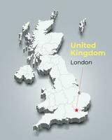 United Kingdom 3d map with borders of regions vector