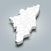 Tamil Nadu 3d district map is a state of India vector