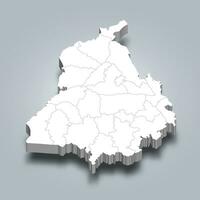 Punjab 3d district map is a state of India vector