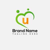 Health Logo on Letter U Sign. Health Icon with Logotype Concept vector