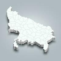 Uttar Pradsh 3d district map is a state of India vector