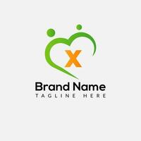 Health Logo on Letter X Sign. Health Icon with Logotype Concept vector