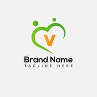 Health Logo on Letter V Sign. Health Icon with Logotype Concept vector