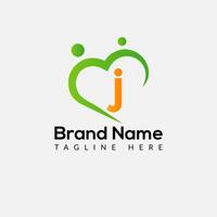 Health Logo on Letter J Sign. Health Icon with Logotype Concept vector