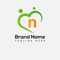 Health Logo on Letter N Sign. Health Icon with Logotype Concept vector