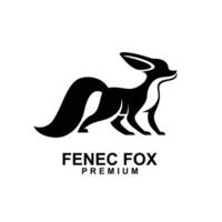 fennec fox logo icon design illustration negative black white vector